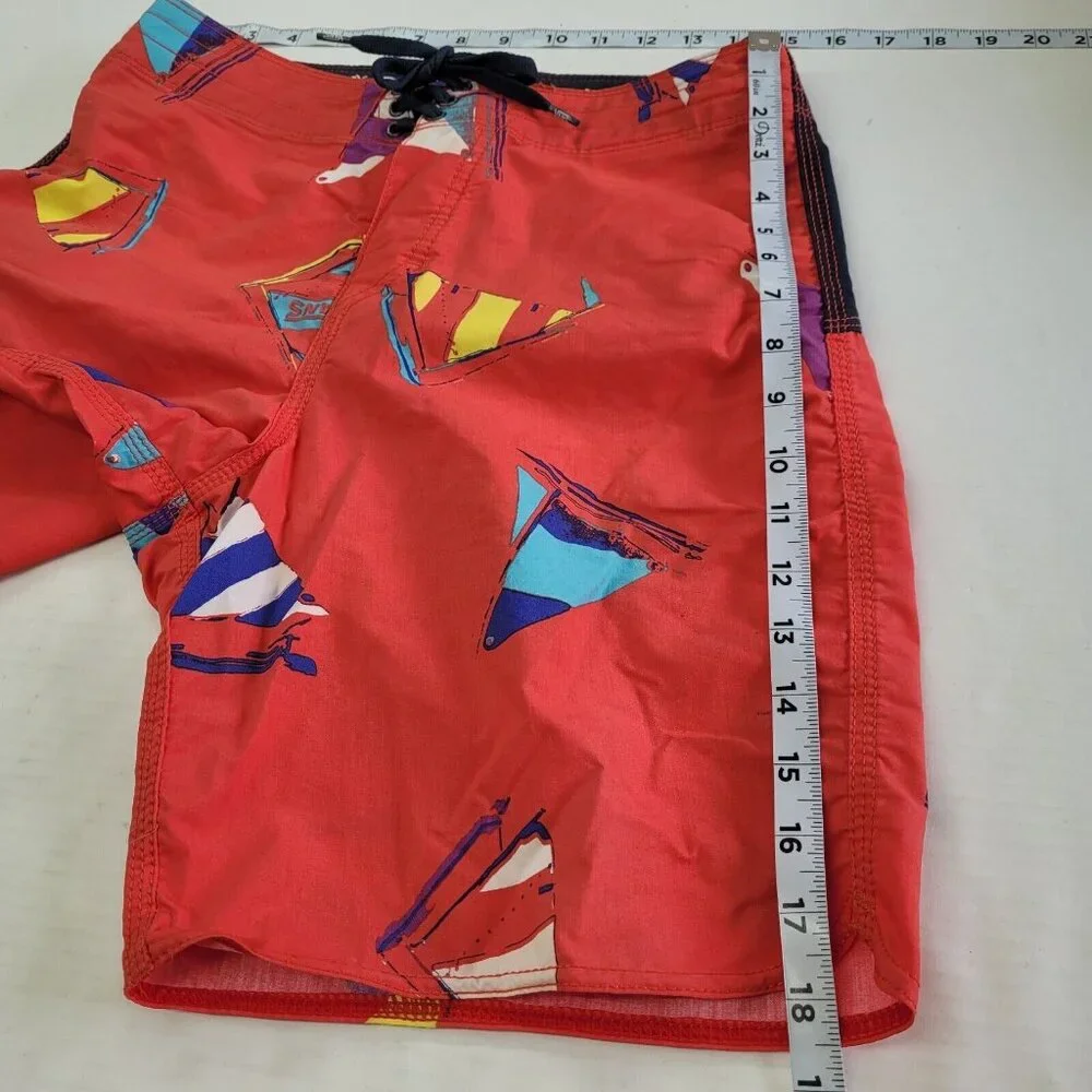 Vans Board Shorts Mens 30 Red Sailboat All Over Graphic Print‎ Cargo Pocket Surf